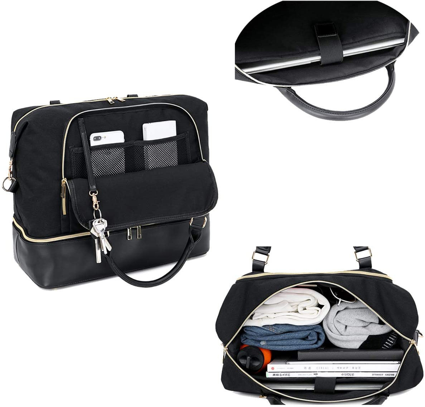 Borsa di cuoio di viaggio del Duffel degli uomini delle donne con la manica 17.3x14.5x8.3 del carrello»