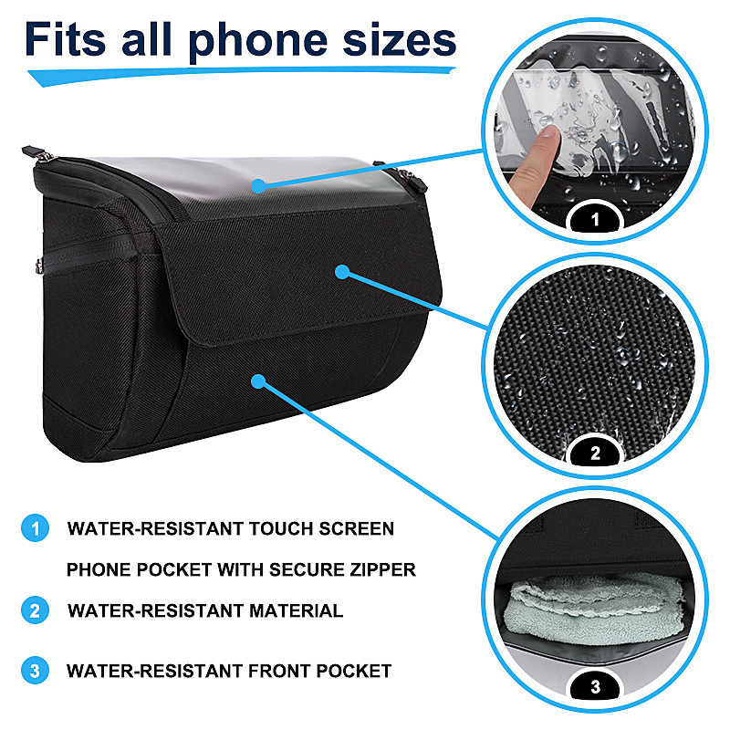 Borsa del telefono della bici del touch screen che cicla il sacchetto impermeabile 20x8x10cm all'aperto del portafoglio della cassa del telefono