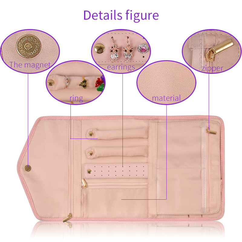 Organizzatore d'attaccatura Bag Portable Roll di caso di viaggio dei gioielli dell'orecchino su 23x15x1.5cm