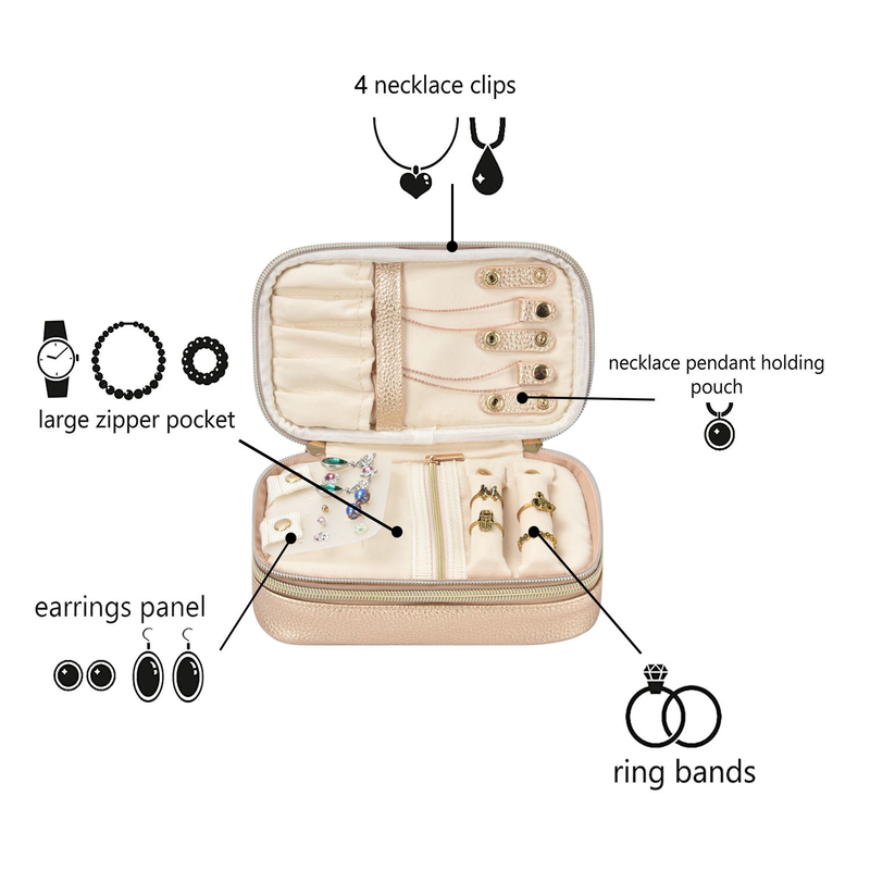 Caso 7x2.4x3.9 di Pouch Earring Travel dell'organizzatore di 2 di strato dei gioielli di stoccaggio sacchetti della borsa»