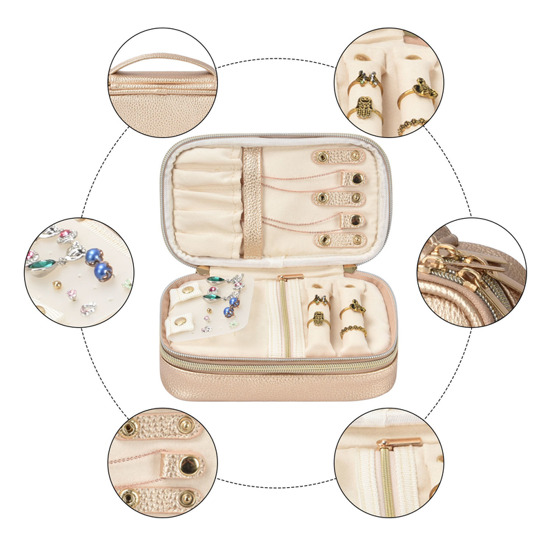Caso 7x2.4x3.9 di Pouch Earring Travel dell'organizzatore di 2 di strato dei gioielli di stoccaggio sacchetti della borsa»