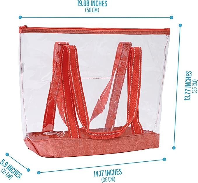 Sacchetti della spesa amichevoli a 14 pollici di Eco con lo stagno all'aperto dello stadio di Logo Pvc Clear Tote Bag