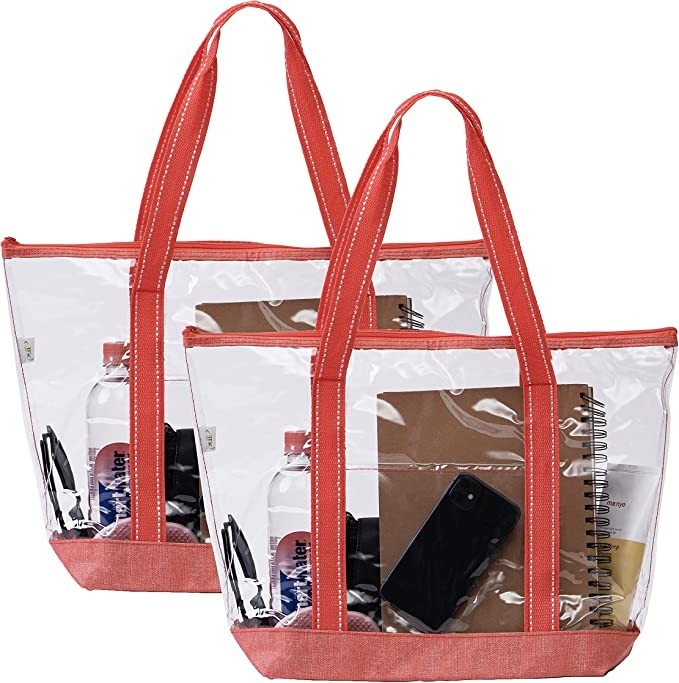 Sacchetti della spesa amichevoli a 14 pollici di Eco con lo stagno all'aperto dello stadio di Logo Pvc Clear Tote Bag