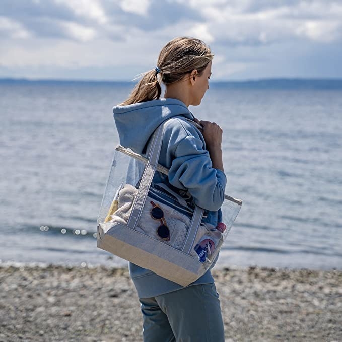PVC trasparente Tote Bag Stadium Outdoor Beach 14x5x13 del chiaro di Eco trasportatore amichevole dei sacchetti della spesa»