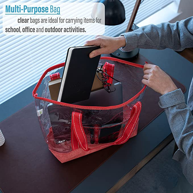 Sacchetti della spesa amichevoli a 14 pollici di Eco con lo stagno all'aperto dello stadio di Logo Pvc Clear Tote Bag
