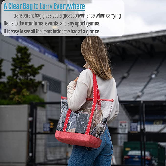 Sacchetti della spesa amichevoli a 14 pollici di Eco con lo stagno all'aperto dello stadio di Logo Pvc Clear Tote Bag