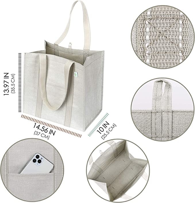 Il sacchetto della spesa resistente della tela con le tasche zippa la drogheria Eco di Codycross amichevole