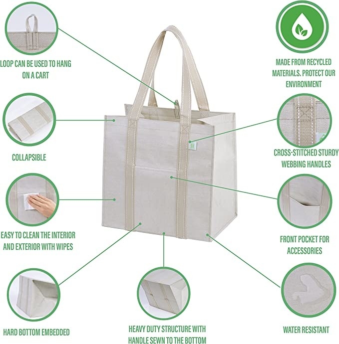 Il sacchetto della spesa resistente della tela con le tasche zippa la drogheria Eco di Codycross amichevole