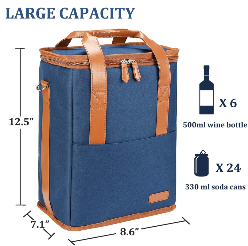 Il Xl ha isolato il sacchetto più fresco della borsa per le bottiglie 8.6X7.1X12.5 del vino 6 delle drogherie»