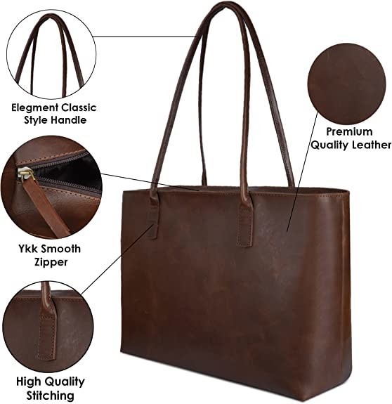 Computer portatile di cuoio Tote Bag, borsa a tracolla dell'elaboratore portatile d'annata dell'ufficio del lavoro 16x21