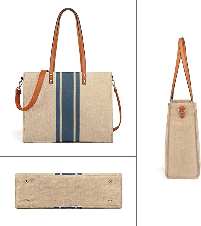 Viaggio 16.33x4.7x12.99 di Tote Bag For Women Casual del computer portatile del lavoro della tela