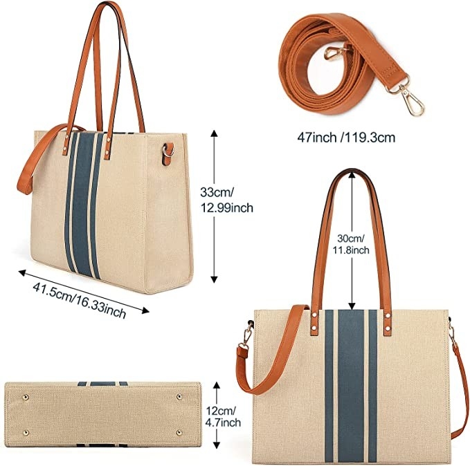 Viaggio 16.33x4.7x12.99 di Tote Bag For Women Casual del computer portatile del lavoro della tela