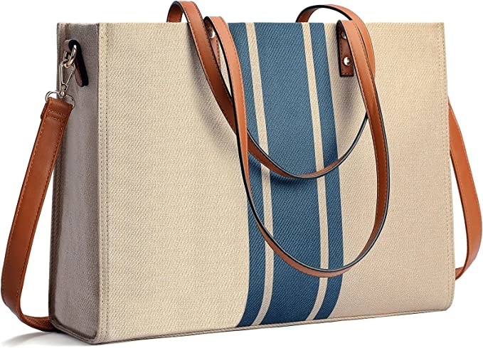 Viaggio 16.33x4.7x12.99 di Tote Bag For Women Casual del computer portatile del lavoro della tela