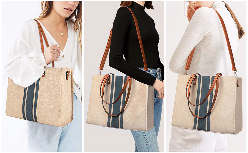 Viaggio 16.33x4.7x12.99 di Tote Bag For Women Casual del computer portatile del lavoro della tela