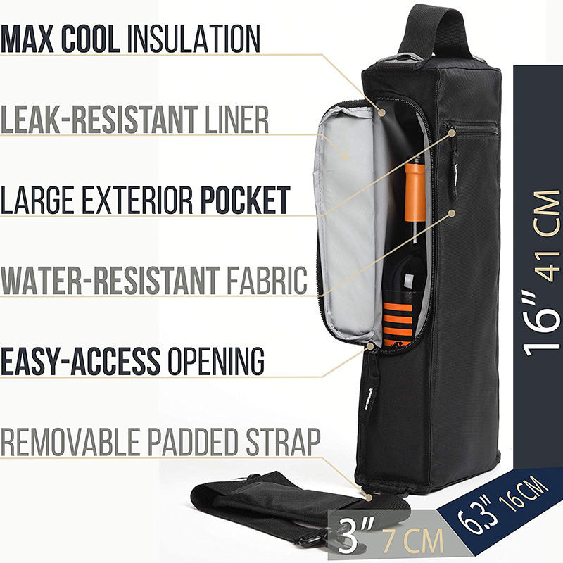 Acque resistenti Isolato Wine Cooler Bag Logo personalizzato Portable Soft 6 Can Golf 6.3x3x16inches