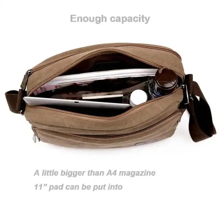 Portable Canvas Offset Print Crossbody Messenger Bag Donna 13,8 x 4 x 10,8 pollici