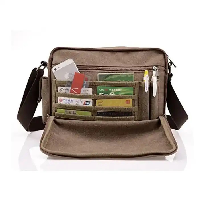 Portable Canvas Offset Print Crossbody Messenger Bag Donna 13,8 x 4 x 10,8 pollici