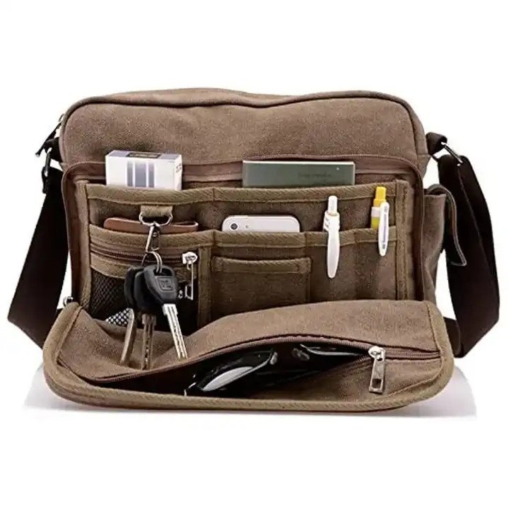 Portable Canvas Offset Print Crossbody Messenger Bag Donna 13,8 x 4 x 10,8 pollici