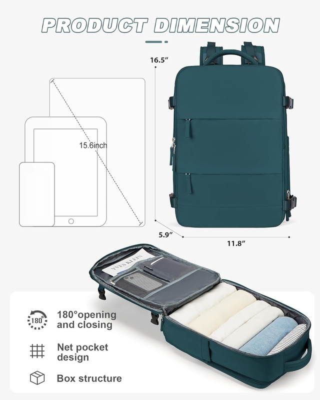 Airline impermeabile approvata Portare un laptop al college escursioni viaggio zaino con porta scarpe per donne uomini