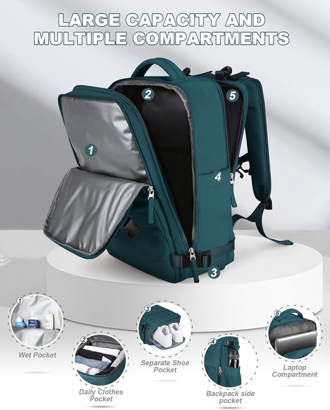 Airline impermeabile approvata Portare un laptop al college escursioni viaggio zaino con porta scarpe per donne uomini