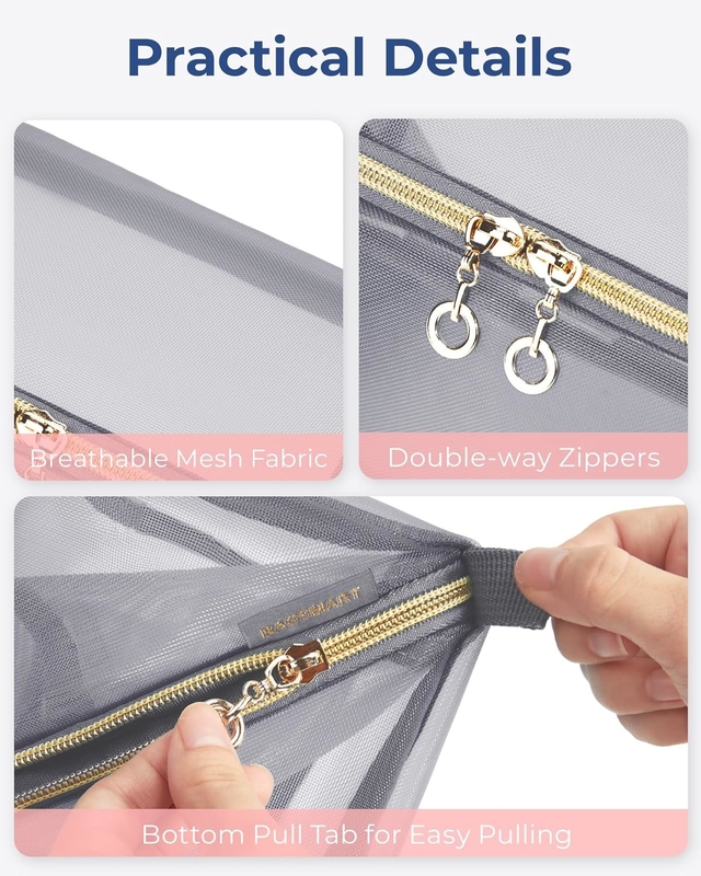 Portable Large Black Mesh Cosmetic Bag Open Flat Organizer Travel Bag Per Uomini Donne