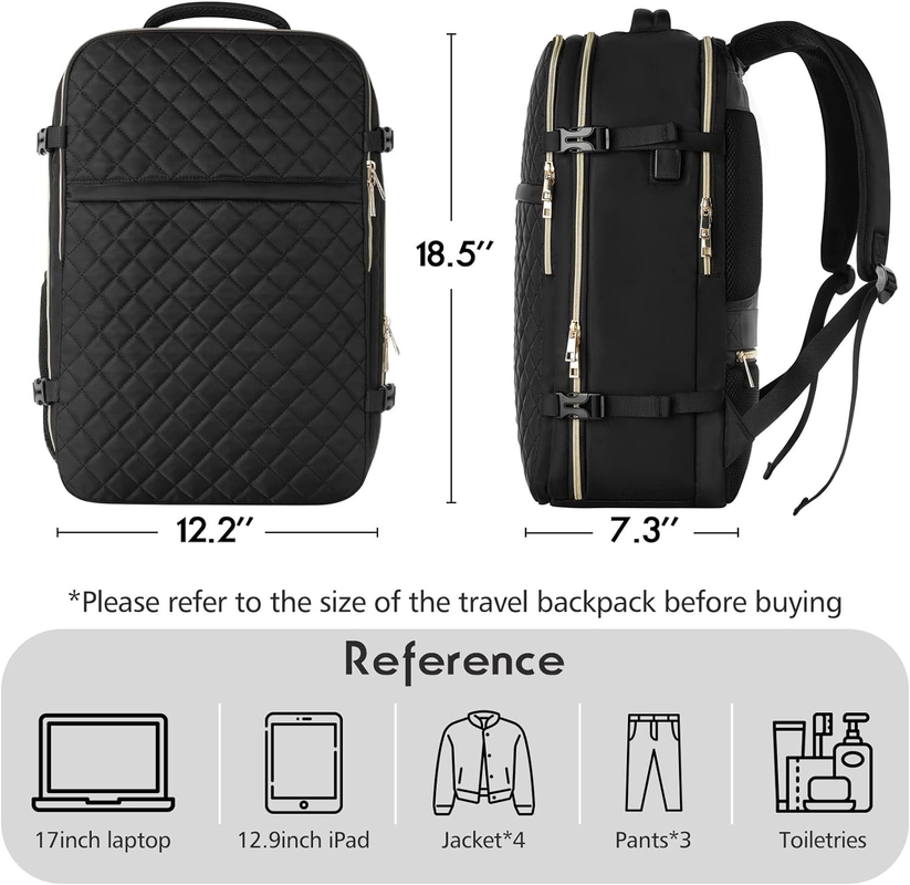 Big Flight Approved Carry On Water Resistant Anti-Theft Casual Travel Bag Fit Laptop da 17 pollici con porta di ricarica USB