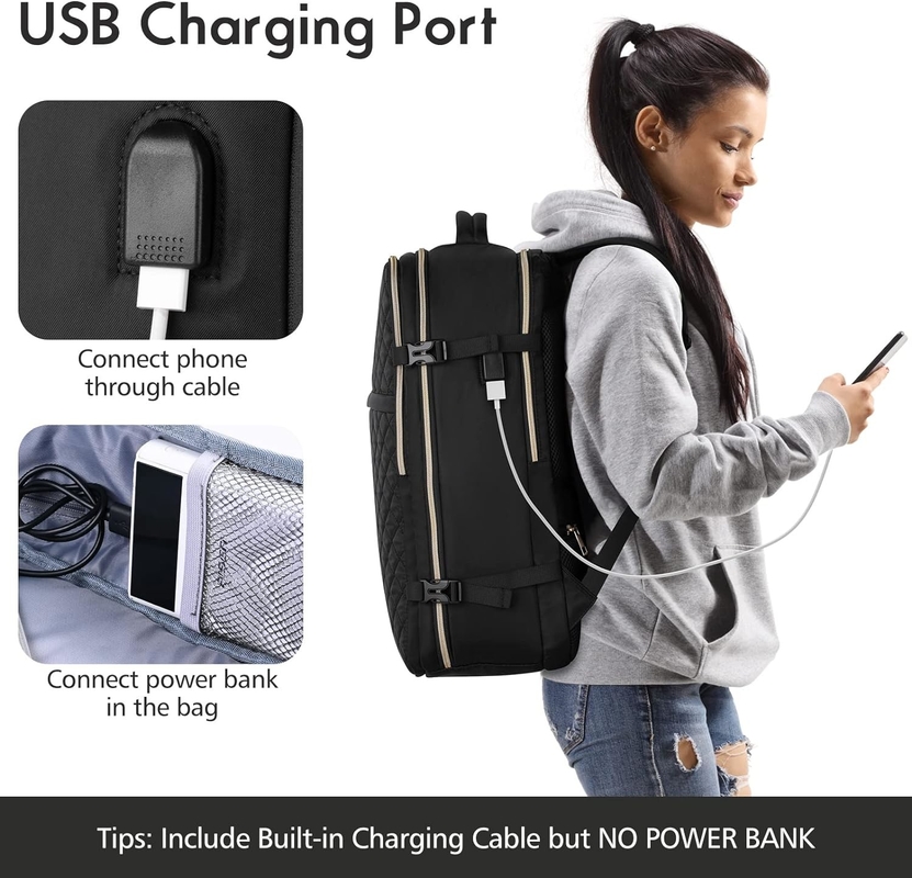 Big Flight Approved Carry On Water Resistant Anti-Theft Casual Travel Bag Fit Laptop da 17 pollici con porta di ricarica USB