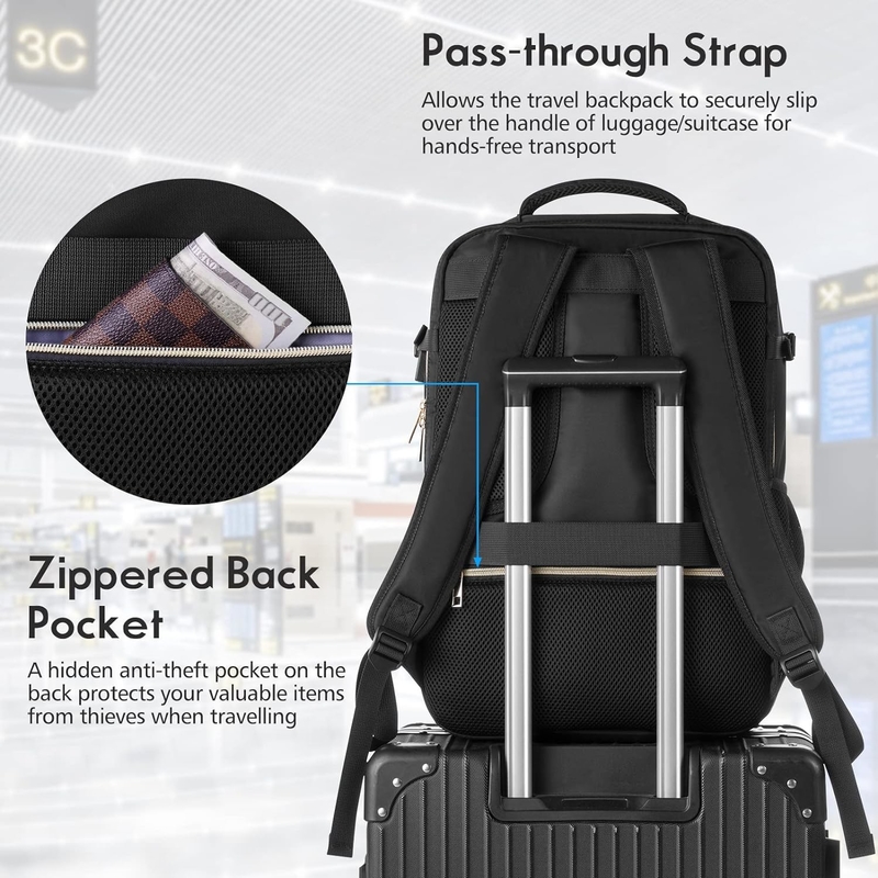 Big Flight Approved Carry On Water Resistant Anti-Theft Casual Travel Bag Fit Laptop da 17 pollici con porta di ricarica USB