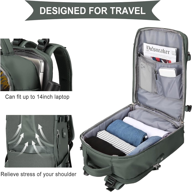 Large Carry On Outdoor Waterproof Hiking Sports Casual Daypack Borsa da viaggio con vano scarpe indipendente