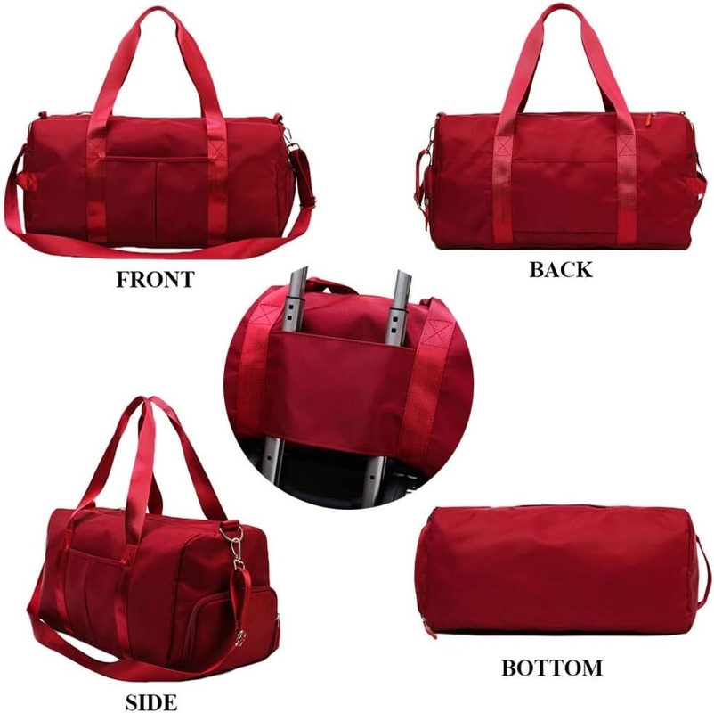 Red Large Sports Gym Weekend Training Swim Yoga Sacchetto da viaggio con tasca bagnata e vano scarpe