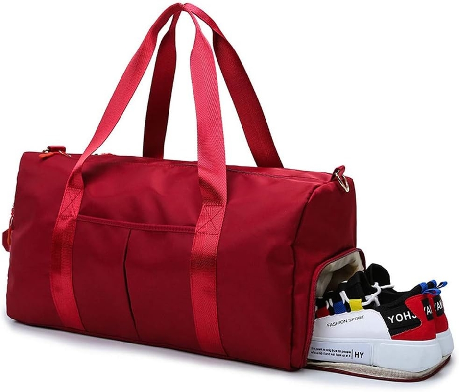 Red Large Sports Gym Weekend Training Swim Yoga Sacchetto da viaggio con tasca bagnata e vano scarpe