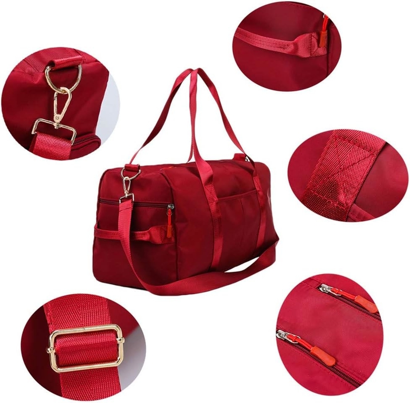 Red Large Sports Gym Weekend Training Swim Yoga Sacchetto da viaggio con tasca bagnata e vano scarpe