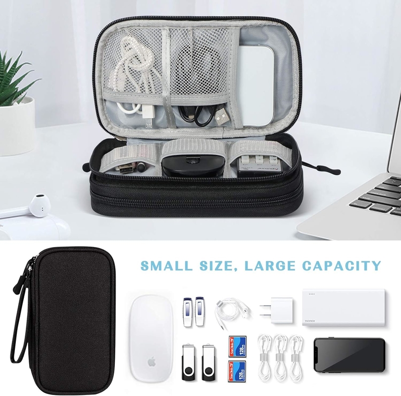 Acqua resistente doppi strati organizzatore di cavi tutto in uno borsa di accessori elettronici