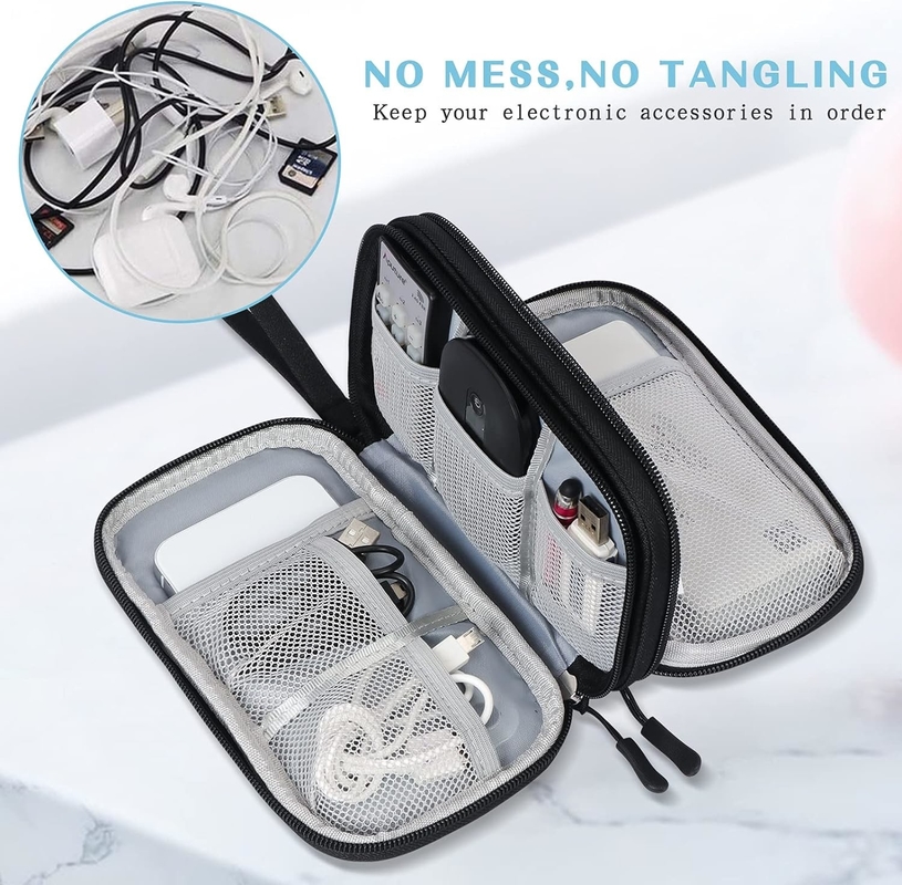 Acqua resistente doppi strati organizzatore di cavi tutto in uno borsa di accessori elettronici