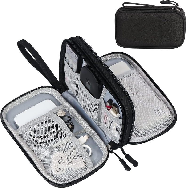 Acqua resistente doppi strati organizzatore di cavi tutto in uno borsa di accessori elettronici