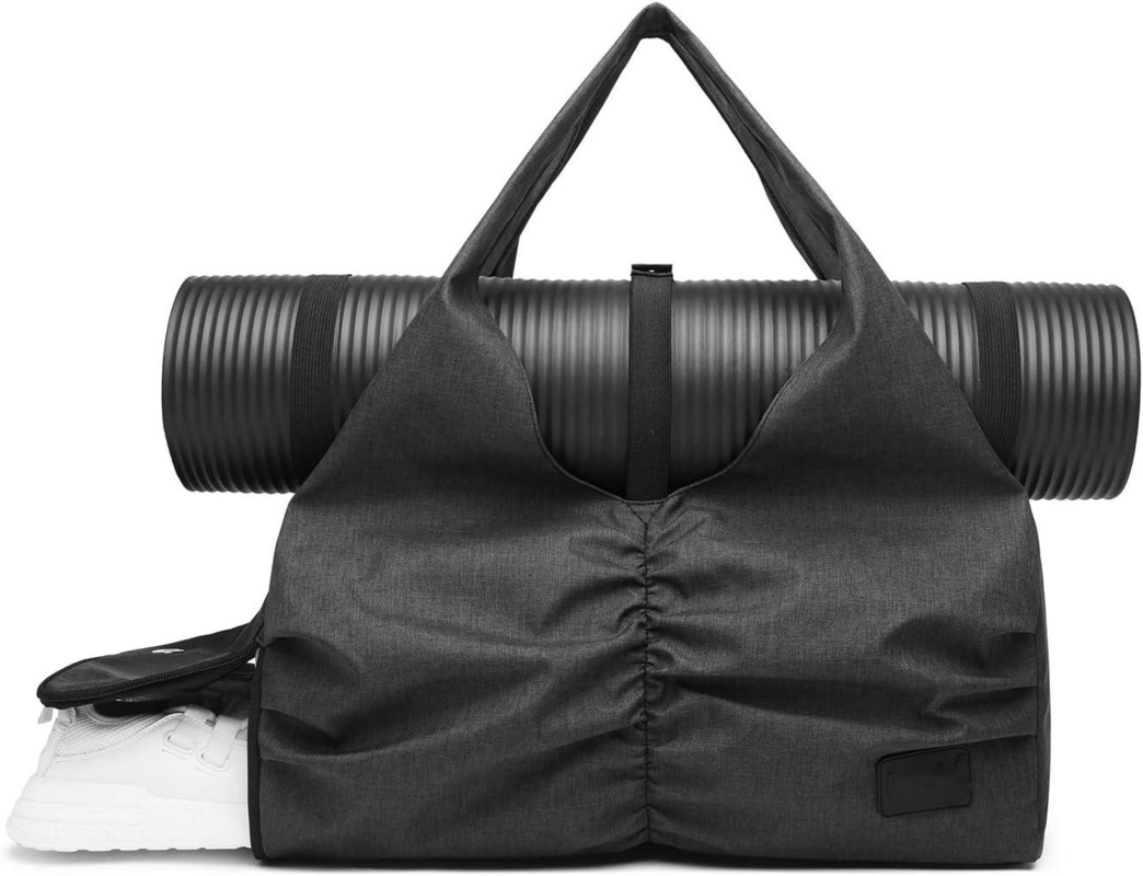 Poliestere nero Yoga Gym Sport Borsa da viaggio con tasche di stoccaggio asciutto bagnato