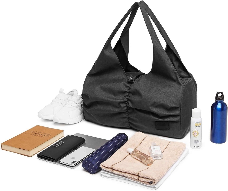 Poliestere nero Yoga Gym Sport Borsa da viaggio con tasche di stoccaggio asciutto bagnato