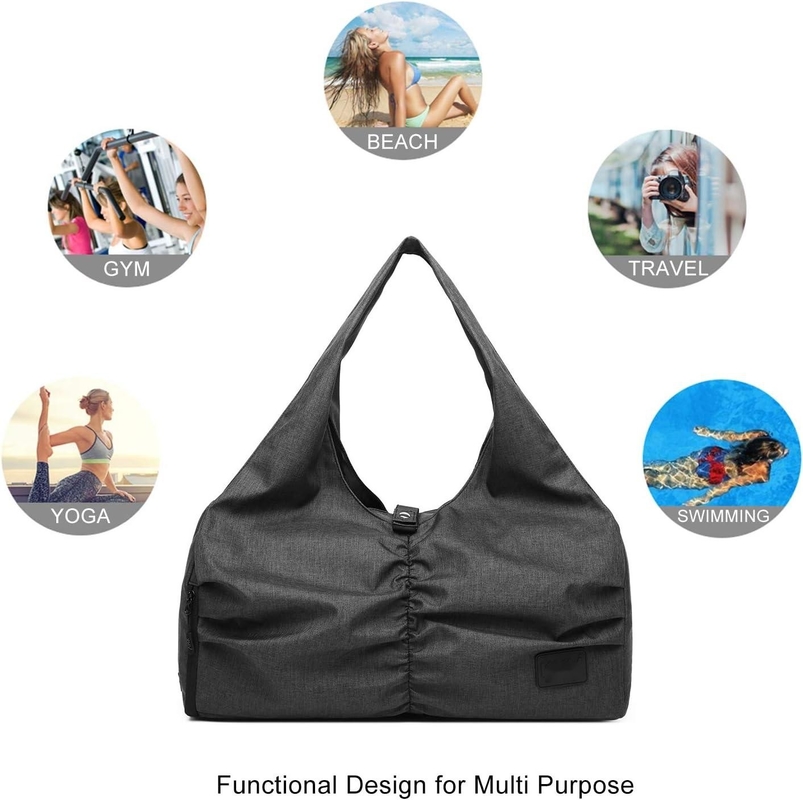 Poliestere nero Yoga Gym Sport Borsa da viaggio con tasche di stoccaggio asciutto bagnato