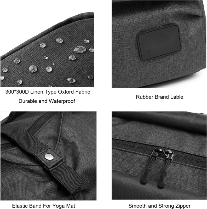Poliestere nero Yoga Gym Sport Borsa da viaggio con tasche di stoccaggio asciutto bagnato