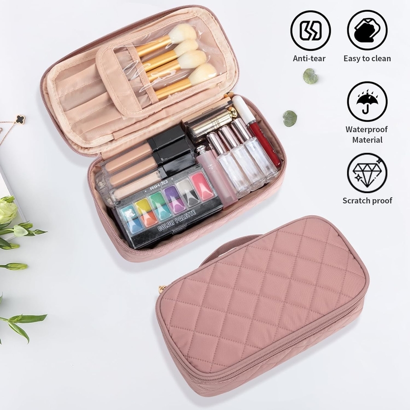 Borsa da viaggio portatile rosa carina piccola spazzola organizzatore personalizzato con compartimento