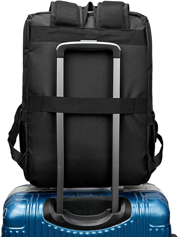 Borsa da viaggio da notte grande e nera con porta di ricarica USB per donne e uomini