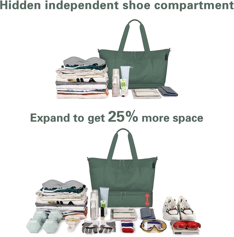 Carry On Tote Espandibile Weekend Gym Duffle Custom Con Compartimento Per Scarpe E Tasca Bagnata