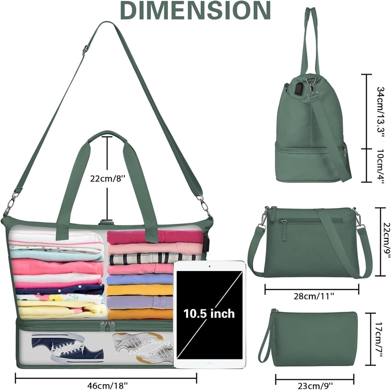 Carry On Tote Espandibile Weekend Gym Duffle Custom Con Compartimento Per Scarpe E Tasca Bagnata