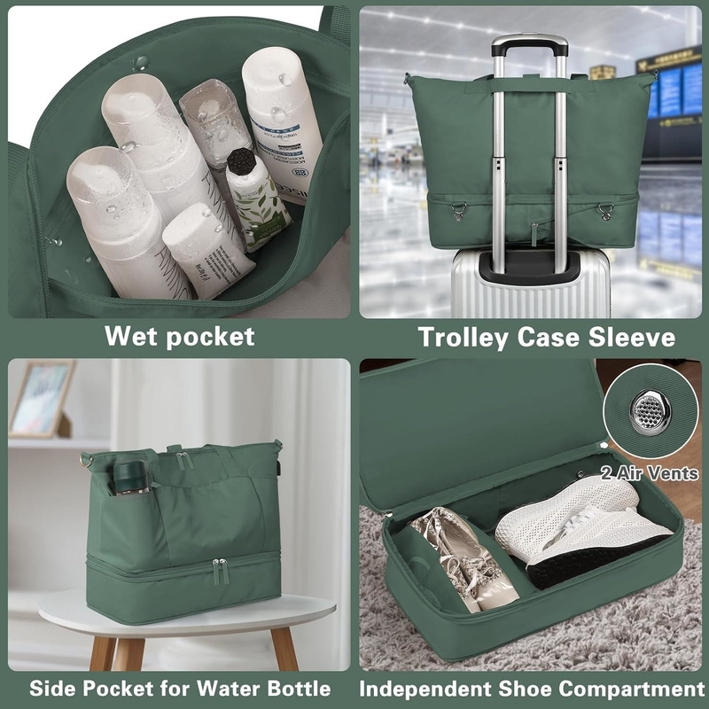 Carry On Tote Espandibile Weekend Gym Duffle Custom Con Compartimento Per Scarpe E Tasca Bagnata