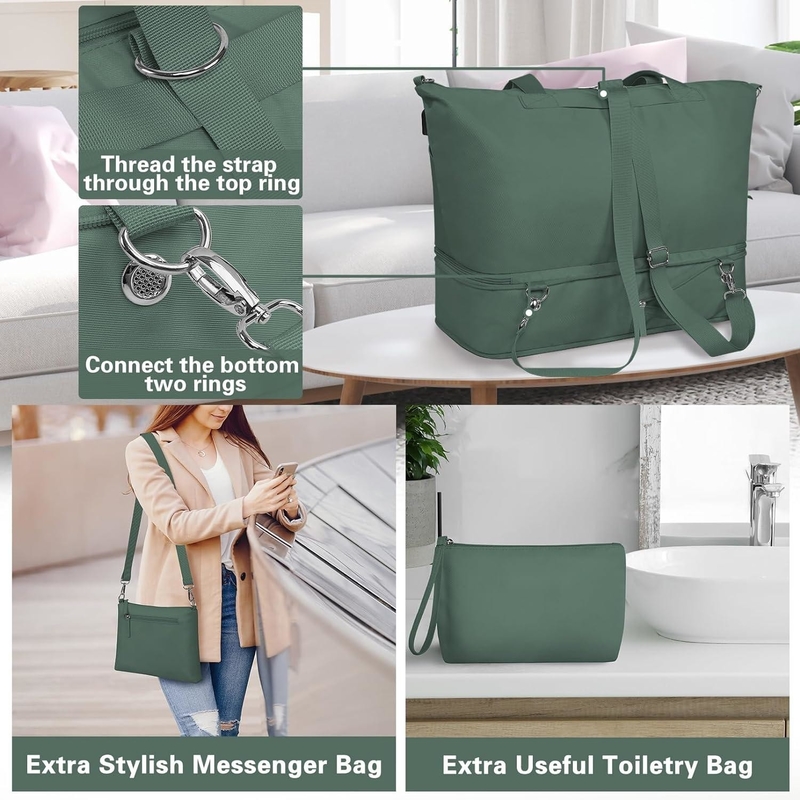 Carry On Tote Espandibile Weekend Gym Duffle Custom Con Compartimento Per Scarpe E Tasca Bagnata