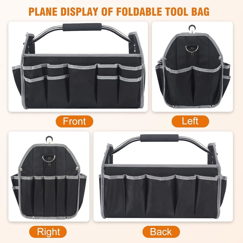 16 pollici 26 tasche manicotto di acciaio borsa utensili di viaggio personalizzato con cintura a spalla rimovibile