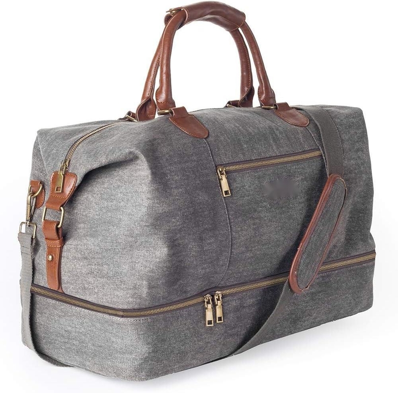 Large Capacity Canvas Carry On Duffel Tote Weekender Overnight Travel Bag With Shoe Bag