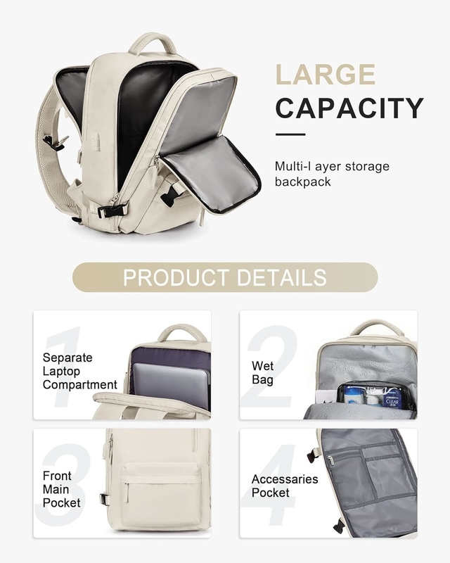 Beige Large Airline approvato Carry On impermeabile lavoro d'affari borsa da viaggio personalizzata per donne uomini