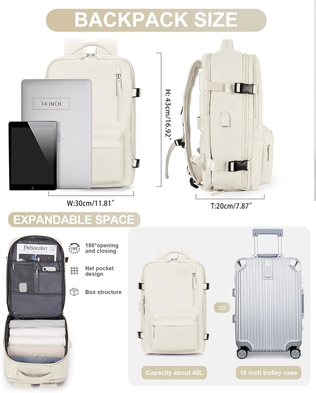 Beige Large Airline approvato Carry On impermeabile lavoro d'affari borsa da viaggio personalizzata per donne uomini