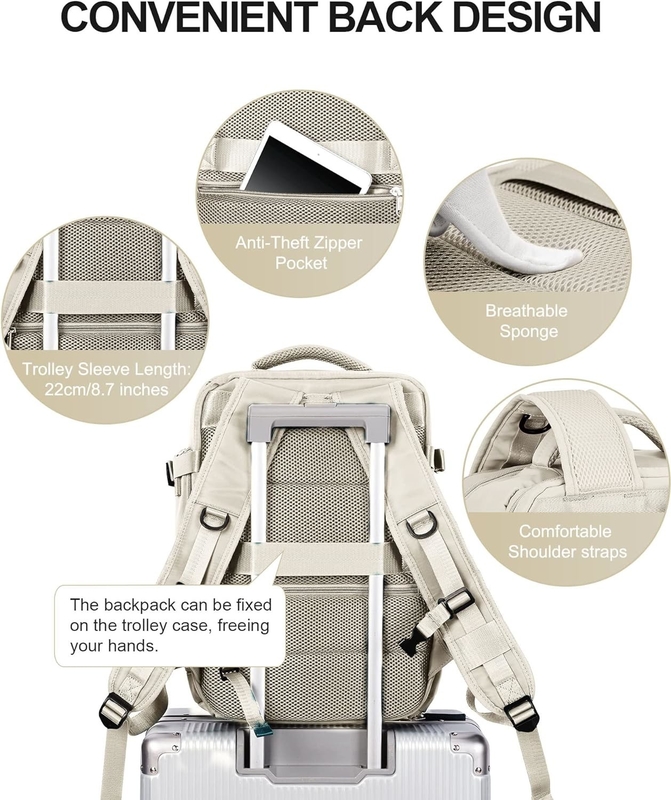 Beige Large Airline approvato Carry On impermeabile lavoro d'affari borsa da viaggio personalizzata per donne uomini